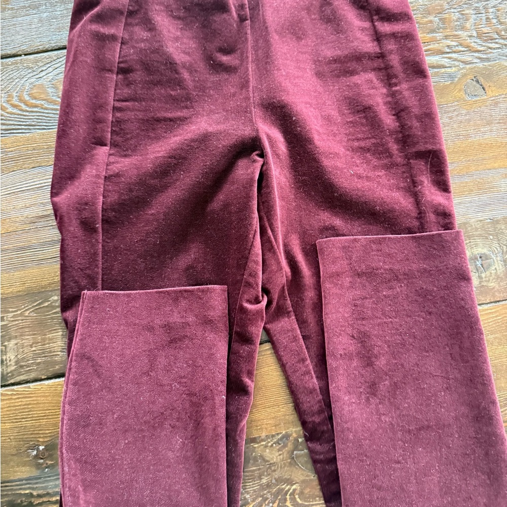 Theory Maroon Velvet Trousers